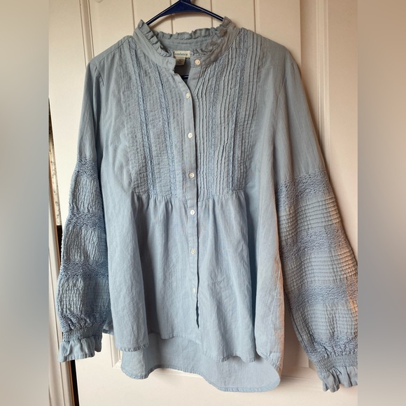 Sundance Tops - Sundance pin tuck lace detail top size XL